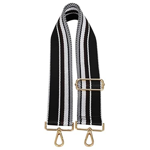 Women's Adjustable Jacquard Woven Purse Strap for Crossbody Bags — Striped Black