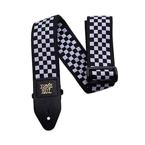 Black and White Checkered Guitar Strap for Ernie Ball - P04149