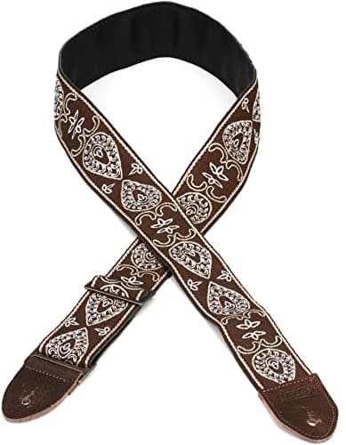 Levy's Vintage Hootenanny Series 60s Style Guitar Strap with Pick Holders — Brown, Blue, & Yellow