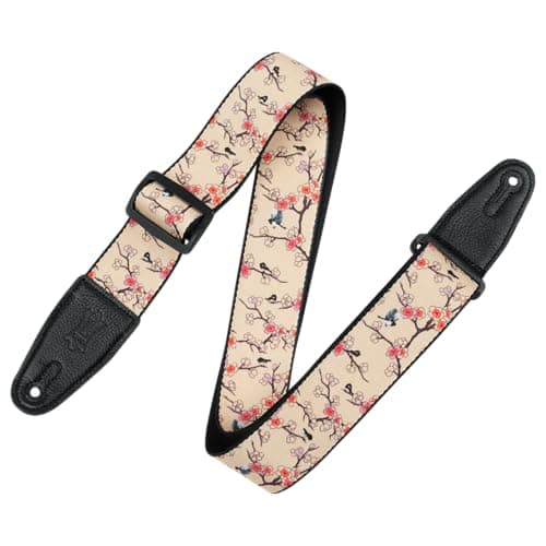 Levy's 2" Wide Polyester Guitar Strap — Cherry Tree & Birds