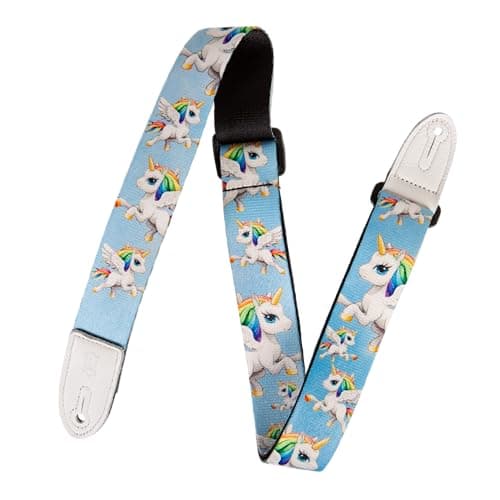 Levy's 1.5" Kids Guitar Strap with Tri-Glide Adjustment - Black — Unicorns