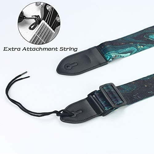 QIELIZI Adjustable Guitar Strap with 2 Locks, 2 Picks, Pick Holder & leather Button