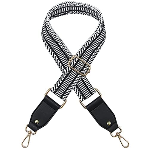 Duwi Wide Multicolor Guitar Style Handbag & Purse Strap — Black,blackwhite,transverse