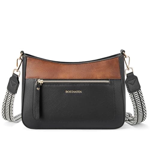 Crossbody Purses for Women Vegan Leather Handbags — A01-brown With Black