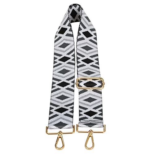 Women's Adjustable Jacquard Woven Purse Strap for Crossbody Bags — Rhombic Gray