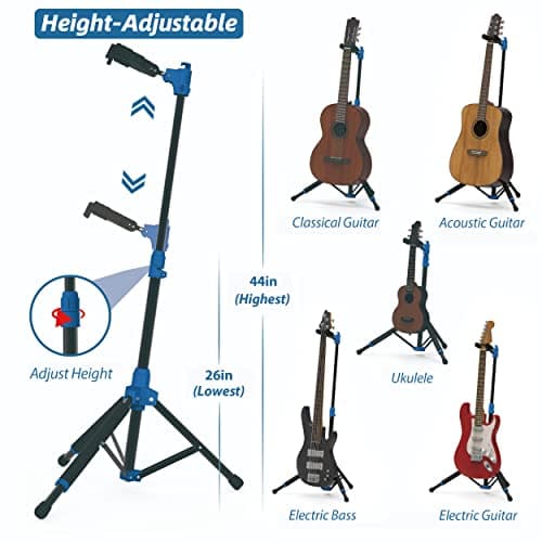 Auto-Lock Folding Guitar Stand for Bass, Acoustic, Electric & Classical Guitar or Ukulele