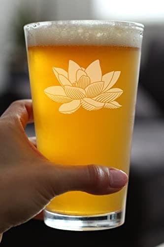 Lotus Beer Pint Glass - Floral Decor for Flower Lovers - 16 Oz