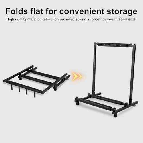Black Guitar Stand Rack for 3 Guitars, Multi Design, Portable & Folding (AODSK)