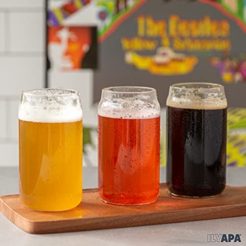 Ilyapa Can-Shaped 16oz Glass Tumbler Set of 4 for Coffee, Matcha, Smoothies, Juice & Beer