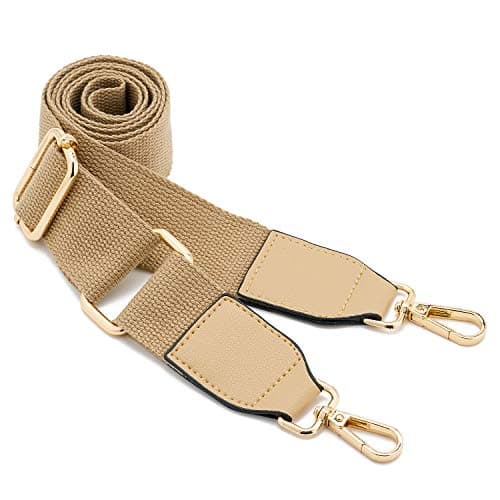 DEVPSISR Wide Shoulder Strap Replacement Adjustable Crossbody Canvas Bag — Leather Buckle-light Coffee