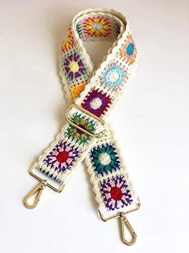 Crochet Flower Purse Straps for Women's Crossbody Handbags