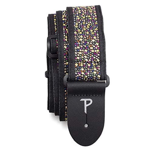 Perri’s Leathers Ltd. Jacquard Adjustable Guitar Strap - Made in Canada — Multi-coloured Rhinestones