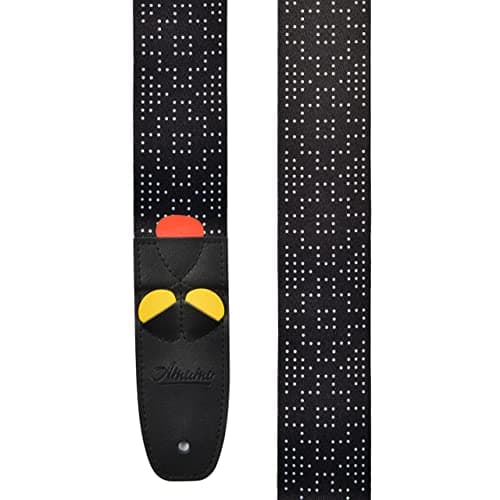 Amumu Chevron MultiColor Guitar Strap for Acoustic, Electric & Bass — Black