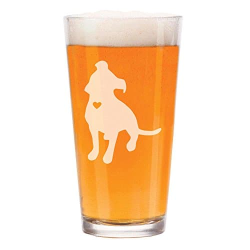 Cute Pit Bull Heart 16oz Beer Pint Glass