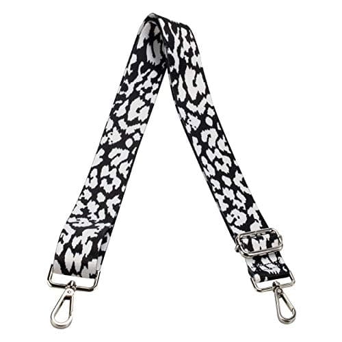 ZANQANO Adjustable Crossbody Strap for Purse and Guitar Multicolor Handbag Straps — White Leopard Silver Hardware