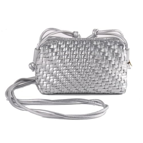 Dabdays Trendy Vegan Leather Crossbody Bag for Women — Silver