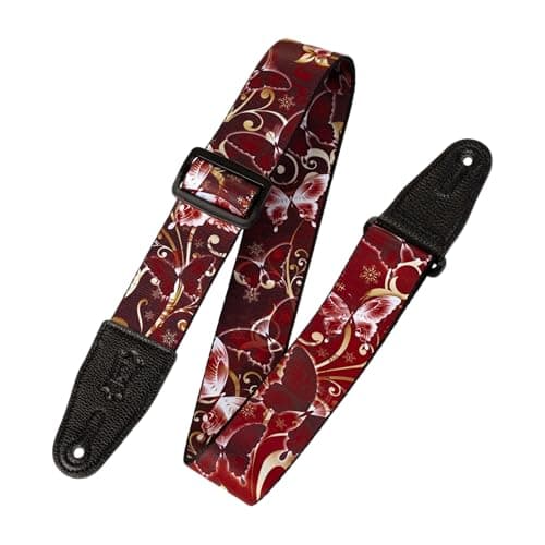 Levy's 2" Wide Polyester Guitar Strap — Red Butterfly
