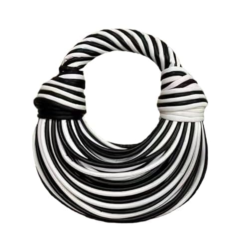 nanplus Hand-Woven Knotted Noodles Clutch Shoulder Crossbody Bag — Black White