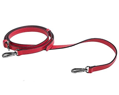 Full Grain Genuine Leather Strap for Crossbody Handbags - LIVE UP — Red-grey Buckles