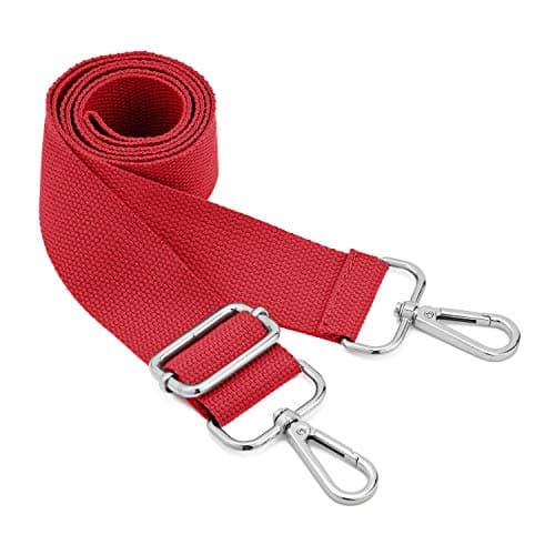 DEVPSISR Wide Shoulder Strap Replacement Adjustable Crossbody Canvas Bag — Silver Buckle-red