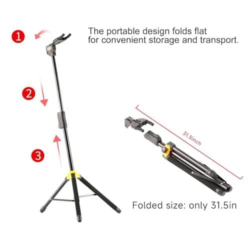 GHOSTFIRE AutoGrip Foldable Guitar Stand for Electric Bass and Acoustic
