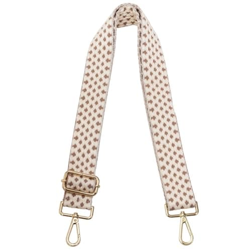 Women's Adjustable Jacquard Woven Purse Strap for Crossbody Bags — Dot Pink,gold Hardware