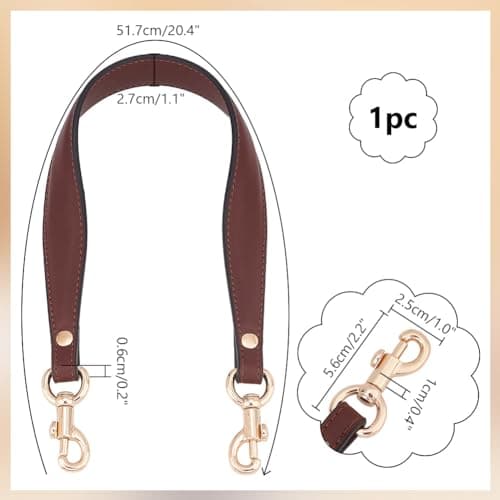 PH PandaHall Women's Coffee Color 1 Inch Wide Golden Clasp Handbag Strap