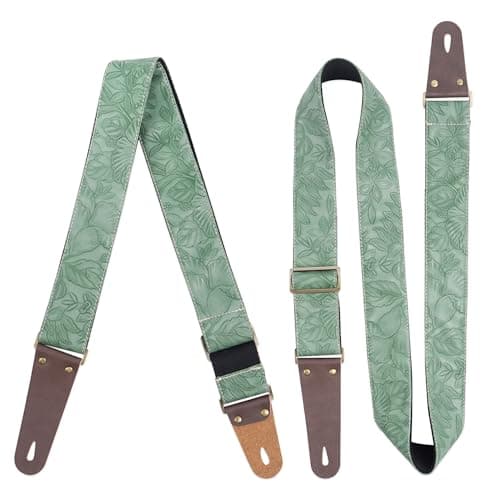 Adjustable Guitar Strap with 2 Locks, 2 Picks, Holder & Leather Button