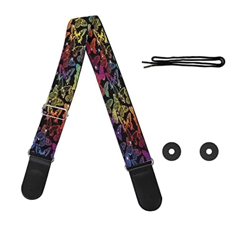 GLENLCWE Boston Terrier Print Guitar Strap for Acoustic & Electric Bass Guitars — Colorful Butterfly