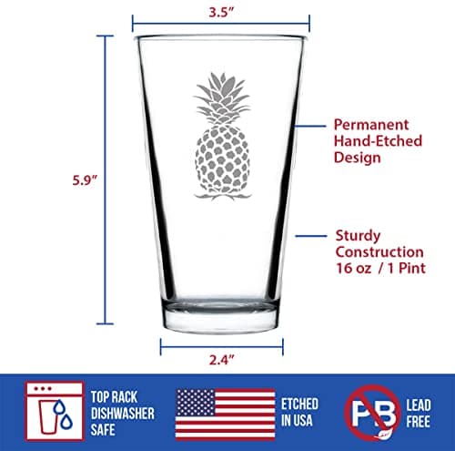 Tropical Pineapple Beer Glass - 16 oz Fun Decor & Gifts