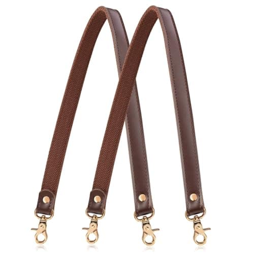 A Allzedream Genuine Leather Handbag Shoulder Strap & Replacement Purse 2 Pack — Coffee, Gold Hardware