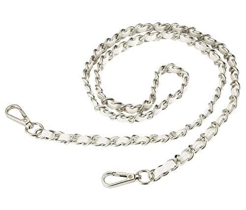 UTreers Crossbody Bag with 47.2" Chain Strap — A Silver Chain White Leather 47.2"