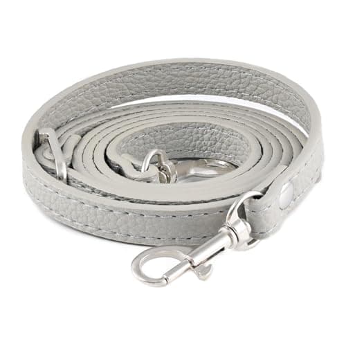 Leather Handbag Straps for Crossbody Replacement — Grey with Silver buckle