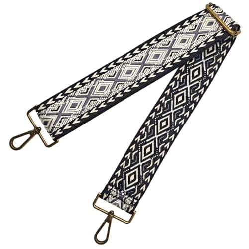 Yiaizhuo Boho Women's Wide Purse Strap Crossbody Canvas Bag Shoulder Guitar Straps Adjustable — 2"Diamond_BK/BG/GY