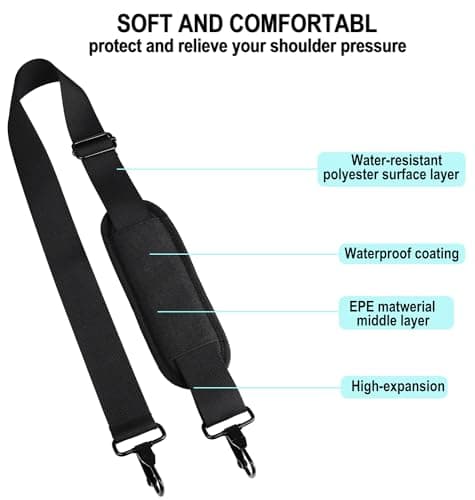 BOOEUDI 56-inch Thick Soft Adjustable Shoulder Strap, Black