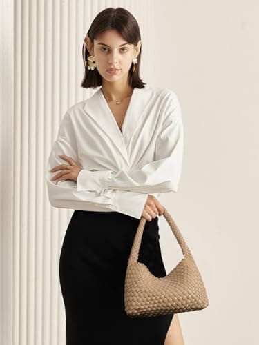 CLUCI Women's Vegan Leather Woven Shoulder Tote Bag 2PS