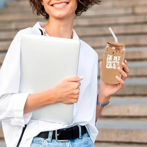 Engagement Gifts: 16 oz Coffee Glass Mug for Women - Funny Newly Engaged Ideas for Singer Merch Fans