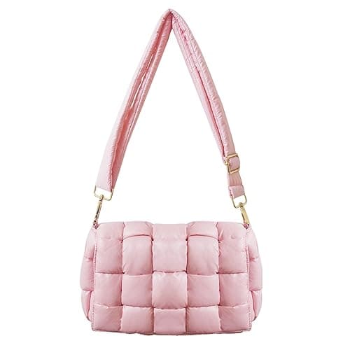NAARIIAN Quilted Woven Puffer Hobo Bag for Women — Dark Pink