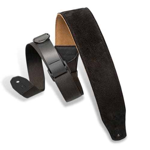 Levy's MRHGS-BLK Black Leather Guitar Strap — Black - 2.5"