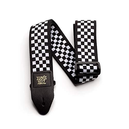 Black and White Checkered Guitar Strap for Ernie Ball - P04149