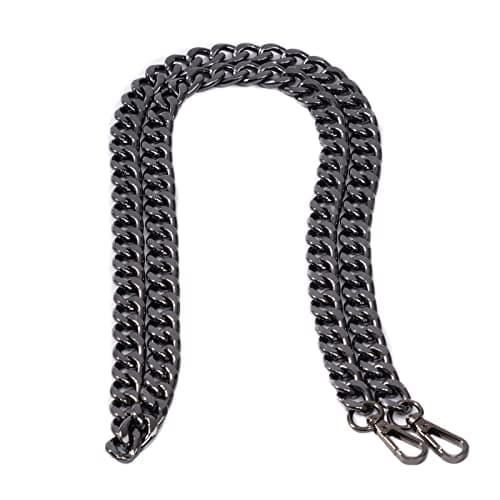 Xiazw Medium Metal Shoulder Crossbody Purse Chain Strap Replacement (26", Silver) — Black