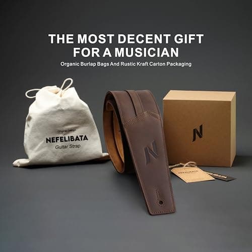 Nefelibata 3 Guitar Strap, Full Grain Leather, 57 Long with Foam Padding for Bass, Electric and Acoustic Guitars