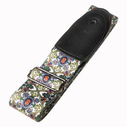 AZOR Vintage Woven Guitar Straps for Acoustic Electric Bass, Adjustable with Leather Ends & Strap Locks