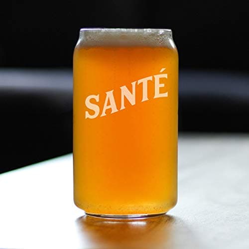 Sante French Cheers Beer Can Pint Glasses - Cute France Themed Party Decor for Men & Women
