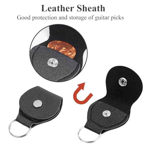 Adjustable Guitar Strap with 2 Locks, 2 Picks, Pick Holder & Leather Button