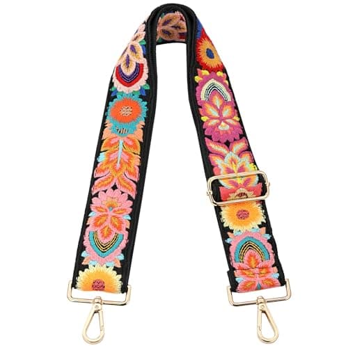 MIRIFRIGE Crochet Flower Purse Strap Shoulder Bag Replacement — Floral Black