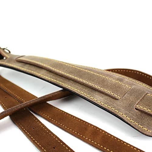 Walker And Williams Vintage Antique Brown Premium Leather Guitar Strap
