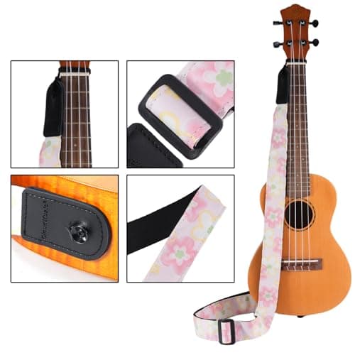 CloudMusic Pink Floral Ukulele Strap for Adults and Kids