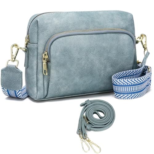 Leamekor Women's Small Crossbody Purses with Guitar Strap — Blue