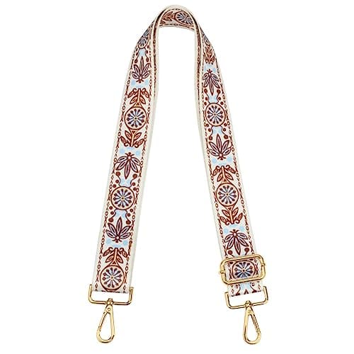 ZANQANO Adjustable Crossbody Strap for Purse and Guitar Multicolor Handbag Straps — Round White Gold Hardware